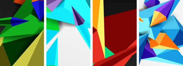 Mozaïek Driehoeken Poster Geometrische Abstracte Achtergrond Set — Stockvector
