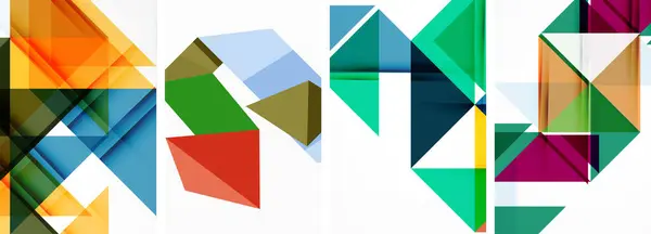 抽象的なランダムな三角形の構成の背景のセット カバー ポスター パンフレット ヘッダー ウェブサイトのためのベクトルイラスト — ストックベクタ