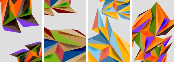 Zestaw Mozaikowych Trójkątnych Plakatów Abstrakcyjnych Ilustracja Wektorowa Tapety Baner Tło — Wektor stockowy