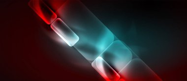 Metin veya ürün sunumu için neon cam şekilleri geometrik arkaplan. Duvar kağıdı, bayrak, arkaplan, kart, kitap illüstrasyonu için vektör illüstrasyonu, iniş sayfası