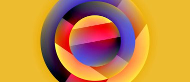 Parlak metal parlayan daireler geometrik arka plan. Asgari soyut kompozisyon. Duvar kağıdı, bayrak, arkaplan, kart, kitap illüstrasyonu için vektör illüstrasyonu, iniş sayfası