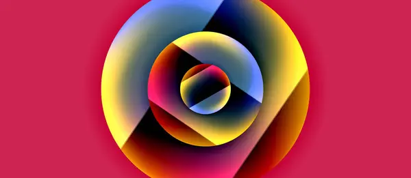 Logam Bercahaya Mengkilap Lingkaran Latar Geometris Komposisi Abstrak Minimal Ilustrasi - Stok Vektor