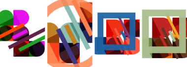 Duvar kağıdı, kartvizit, kapak, poster, afiş, broşür, başlık, web sitesi için kare ve yuvarlak şekilli geometrik poster