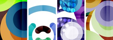 Soyut çember poster setiyle geometrik zarafet dünyası. Çemberler şekiller ve renkler senfonisiyle sarmalanır. Tasarımınız için çağdaş bir görsel ziyafet sunar.