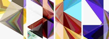 Duvar kağıdı, kartvizit, kapak, poster, afiş, broşür, başlık, web sitesi için üçgen karışımı geometrik konsept poster tasarımları
