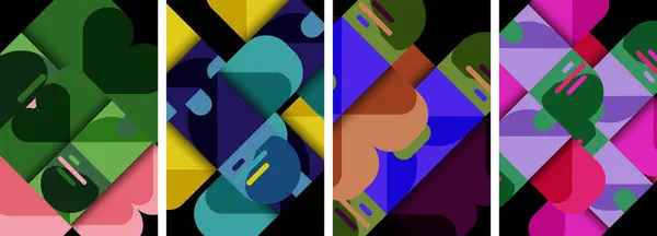 バランス移動幾何学的背景 カバー ポスター バナー パンフレット ヘッダー ウェブサイトのポスターコレクション — ストックベクタ