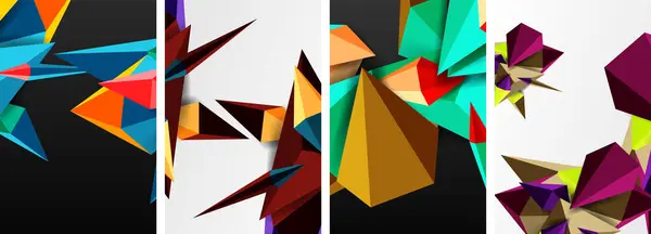 马赛克三角形海报几何抽象背景集 — 图库矢量图片