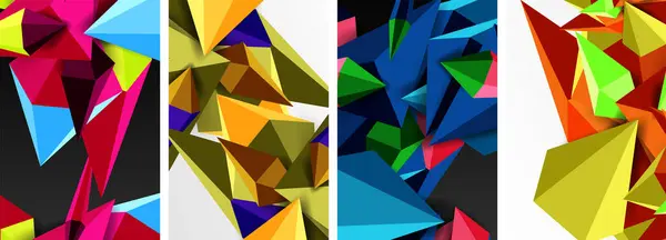 Mosaic Triangles Poster Géométrique Abstrait Fond Ensemble — Image vectorielle