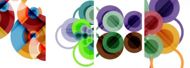 Etkileyici geometrik soyut posterler. Büyüleyici daireler, her bir dizayn şekil ve rengin uyumlu bir karışımı. Tasarımınızı modern, görsel olarak çarpıcı sanatla yükseltin