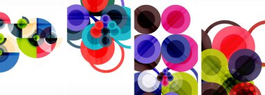 Soyut çember poster setiyle geometrik zarafet dünyası. Çemberler şekiller ve renkler senfonisiyle sarmalanır. Tasarımınız için çağdaş bir görsel ziyafet sunar.