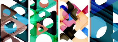 Çekici üçgenler içeren soyut arkaplan seti. Geometri ve stilin uyumlu karışımı, bu tasarımlar modern yetenekler getiriyor.