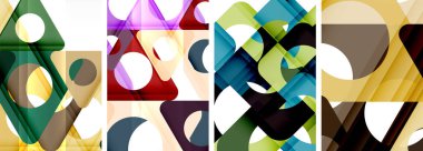 Soyut arkaplan seti, üçgenlerin dinamik etkileşimini gösteriyor. Modern tasarım ve geometrik cazibenin birleşimi