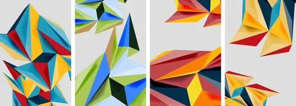 Zestaw Mozaikowych Trójkątnych Plakatów Abstrakcyjnych Ilustracja Wektorowa Tapety Baner Tło — Wektor stockowy