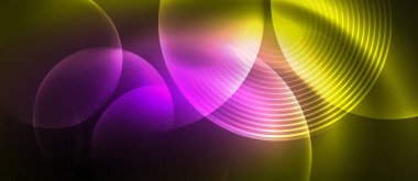 Neon daireler geometrik dizaynlı tekno konsept. Duvar Kağıdı, Sancak, Arkaplan, Kart, Kitap İllüstrasyonu, İniş Sayfası
