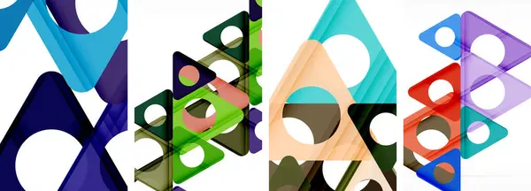 Soyut Arkaplan Seti Üçgenlerin Dinamik Etkileşimini Gösteriyor Modern Tasarım Geometrik — Stok Vektör