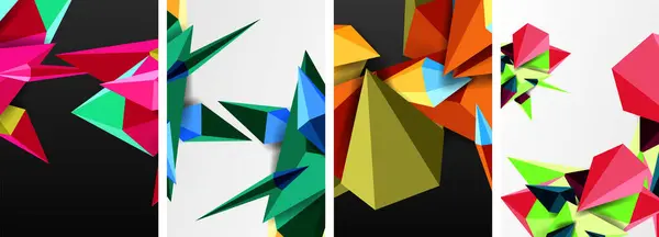 马赛克三角形海报几何抽象背景集 — 图库矢量图片