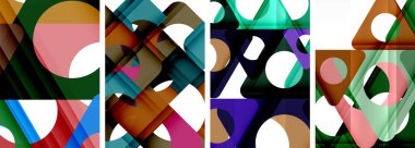 Soyut arkaplan seti, üçgenlerin dinamik etkileşimini gösteriyor. Modern tasarım ve geometrik cazibenin birleşimi