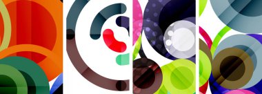 Soyut çember poster setiyle geometrik zarafet dünyası. Çemberler şekiller ve renkler senfonisiyle sarmalanır. Tasarımınız için çağdaş bir görsel ziyafet sunar.