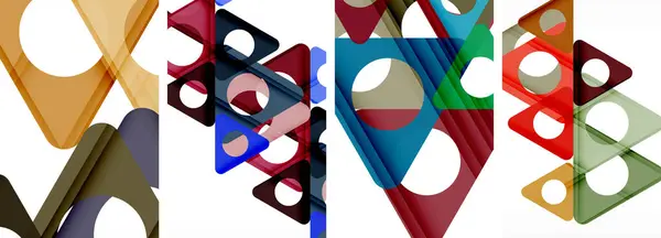 Abstrakcyjny Zestaw Tła Urzekającymi Trójkątami Harmonijne Połączenie Geometrii Stylu Wzory — Wektor stockowy