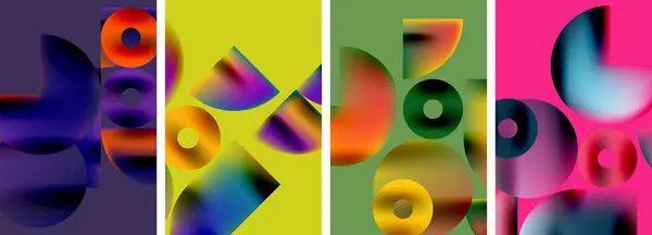 Círculos Triángulos Con Colores Degradados Colores Brillantes Ilustración Vectorial Para — Vector de stock