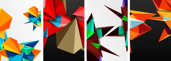 Mosaico Triângulos Cartaz Geométrico Conjunto Fundo Abstrato — Vetor de Stock
