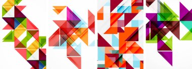 Soyut rastgele üçgen kompozisyon arkaplanları kümesi. Duvar kağıdı, kartvizit, kapak, poster, afiş, broşür, başlık, web sitesi için vektör ilülasyonu