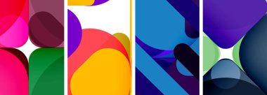 Duvar kağıdı, kartvizit, kapak, poster, afiş, broşür, başlık, web sitesi için renkli parlak geometrik soyut kompozisyonlar