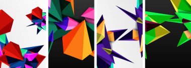 Üçgen düşük poli 3d şekilli posterler dizisi