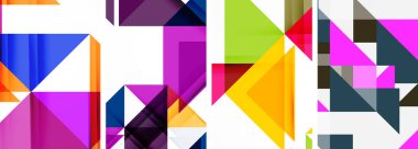 Soyut rastgele üçgen kompozisyon arkaplanları kümesi. Duvar kağıdı, kartvizit, kapak, poster, afiş, broşür, başlık, web sitesi için vektör ilülasyonu