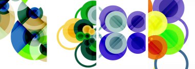 Soyut çember poster setiyle geometrik zarafet dünyası. Çemberler şekiller ve renkler senfonisiyle sarmalanır. Tasarımınız için çağdaş bir görsel ziyafet sunar.