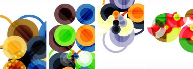 Soyut çember poster setiyle geometrik zarafet dünyası. Çemberler şekiller ve renkler senfonisiyle sarmalanır. Tasarımınız için çağdaş bir görsel ziyafet sunar.