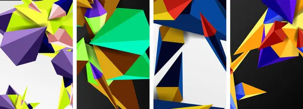 Набор Постеров Абстрактных Концепций Треугольника Геометрическим Минимальным Дизайном — стоковый вектор