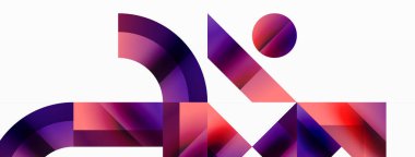 Parlak daire, kare, üçgen minimalist geometrik arkaplanı şekillendirir. Gösterişli, çağdaş tasarım dijital tasarımlar, sunumlar, web sitesi afişleri, sosyal medya paylaşımları için biraz sofistike