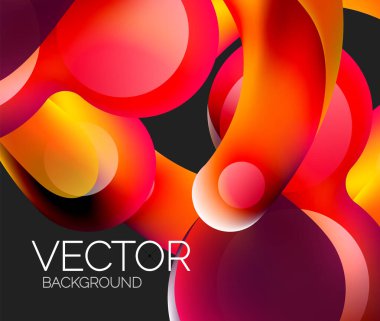 Güzel yuvarlak şekiller ve soyut çemberler. Sıvı renk kabarcığı bileşimi