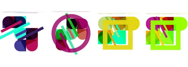 Geometrická Kompozice Abstraktní Pozadí Plakát Set Pro Tapety Vizitky Obal — Stockový vektor