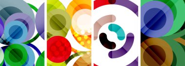 Soyut çember poster setiyle geometrik zarafet dünyası. Çemberler şekiller ve renkler senfonisiyle sarmalanır. Tasarımınız için çağdaş bir görsel ziyafet sunar.