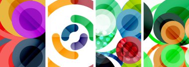 Etkileyici geometrik soyut posterler. Büyüleyici daireler, her bir dizayn şekil ve rengin uyumlu bir karışımı. Tasarımınızı modern, görsel olarak çarpıcı sanatla yükseltin