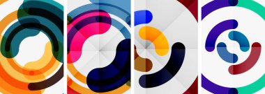 Çizgi tasarım çember posterleri. Duvar kağıdı, bayrak, arkaplan, kart, kitap illüstrasyonu için vektör illüstrasyonu, iniş sayfası