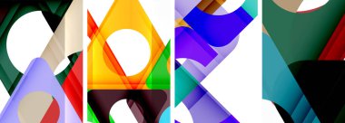 Çekici üçgenler içeren soyut arkaplan seti. Geometri ve stilin uyumlu karışımı, bu tasarımlar modern yetenekler getiriyor.