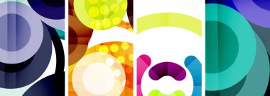 Etkileyici geometrik soyut posterler. Büyüleyici daireler, her bir dizayn şekil ve rengin uyumlu bir karışımı. Tasarımınızı modern, görsel olarak çarpıcı sanatla yükseltin