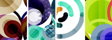 Soyut çember poster setiyle geometrik zarafet dünyası. Çemberler şekiller ve renkler senfonisiyle sarmalanır. Tasarımınız için çağdaş bir görsel ziyafet sunar.