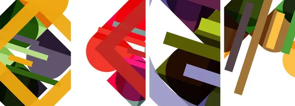 Набор Геометрических Плакатов Квадратной Круглой Формы Обоев Визитки Обложки Плаката — стоковый вектор