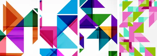 Sada Abstraktních Pozadí Náhodného Trojúhelníkového Složení Vektorová Ilustrace Pro Tapety — Stockový vektor