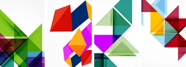 Набор Абстрактных Композиций Случайных Треугольников Векторная Иллюстрация Обоев Визитной Карточки — стоковый вектор