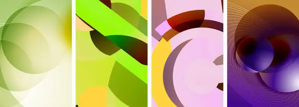 Kruhové Geometrické Abstraktní Vektorové Plakáty Vektorové Ilustrace Pro Tapetu Nápis — Stockový vektor