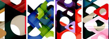 Soyut arkaplan seti, üçgenlerin dinamik etkileşimini gösteriyor. Modern tasarım ve geometrik cazibenin birleşimi