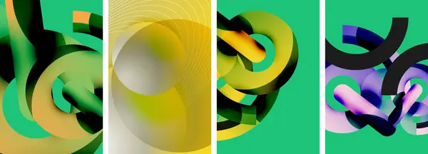 Круговые Геометрические Абстрактные Векторные Плакаты Векторная Иллюстрация Обоев Баннера Фона — стоковый вектор