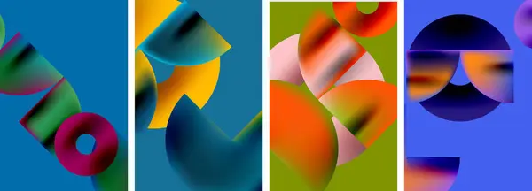 明るいカラフルな勾配色の円と三角形 バナー カード ブックイラストのためのベクトルイラスト — ストックベクタ