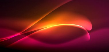 Neon ışıklarının ruhani parıltısında dinamik dalgalar. Hareket akışkanlığı ile neonun ışıl ışıl cazibesini birleştiren kavram, hem canlılığı hem de gelecekteki karmaşıklığı somutlaştıran büyüleyici arka plan.