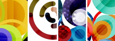 Soyut çember poster setiyle geometrik zarafet dünyası. Çemberler şekiller ve renkler senfonisiyle sarmalanır. Tasarımınız için çağdaş bir görsel ziyafet sunar.